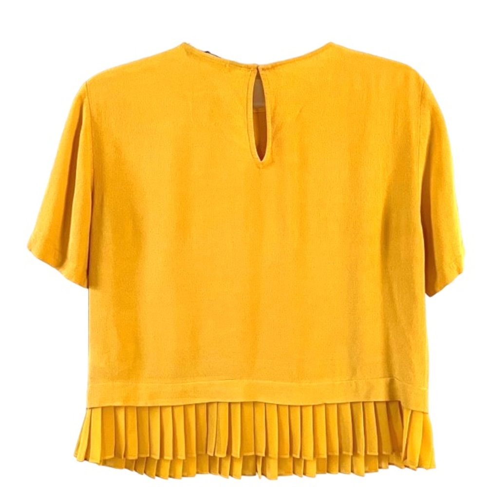 Zara Yellow Pleated Hem Blouse